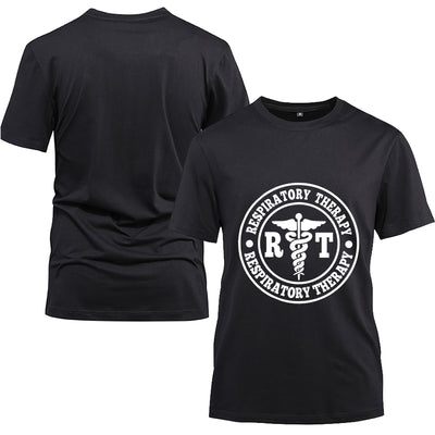 RT Respiratory Therapist Cotton Black Short Sleeve T-Shirt