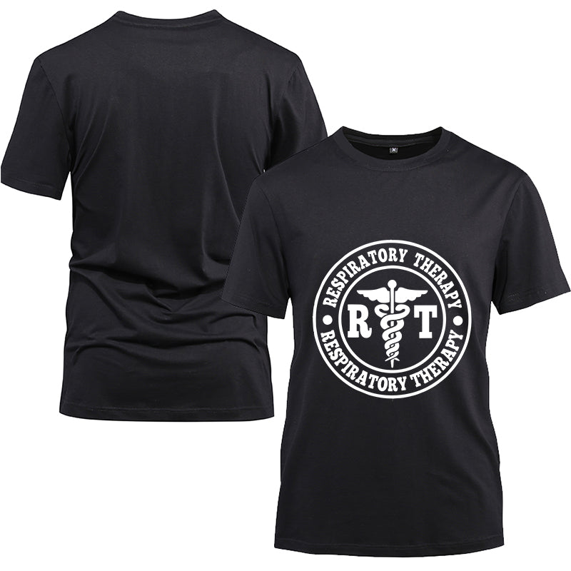 RT Respiratory Therapist Cotton Black Short Sleeve T-Shirt
