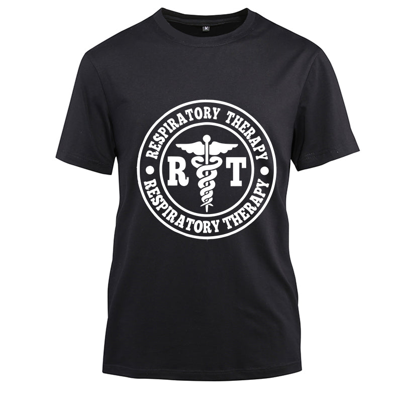 RT Respiratory Therapist Cotton Black Short Sleeve T-Shirt
