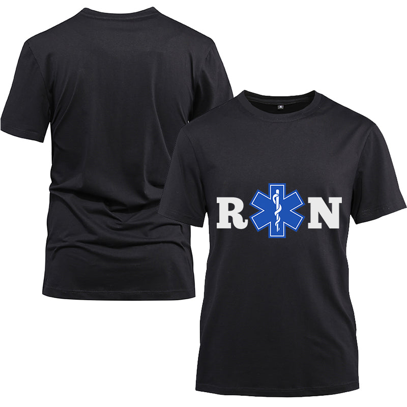 RN Nurse sign Cotton Black Short Sleeve T-Shirt