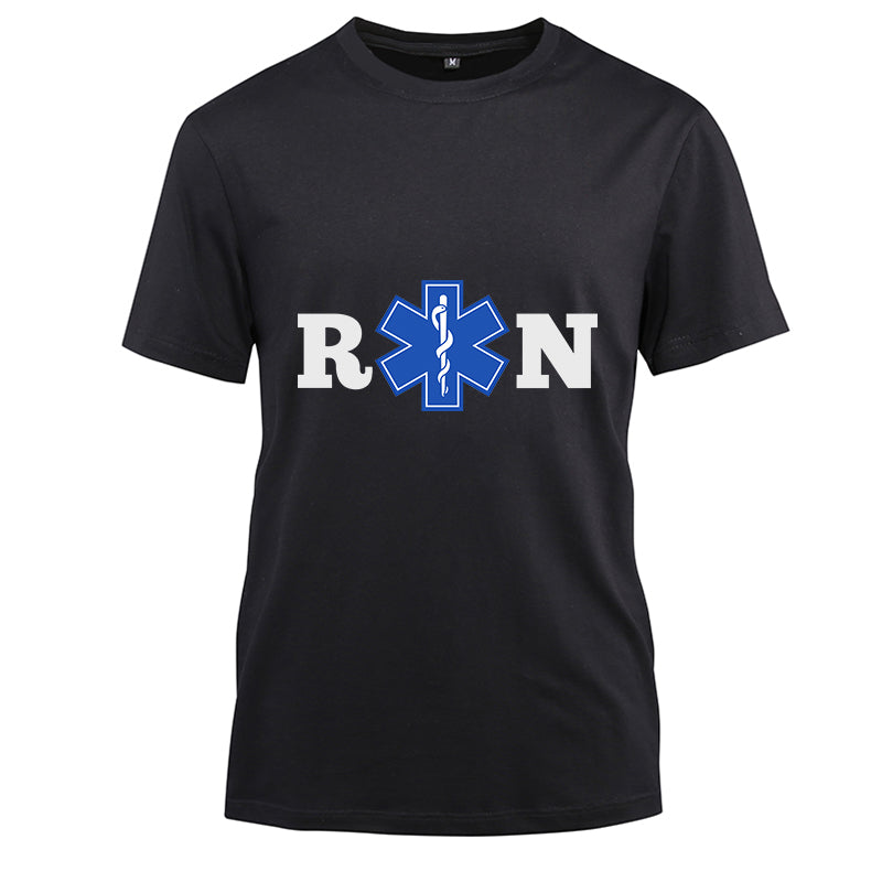 RN Nurse sign Cotton Black Short Sleeve T-Shirt