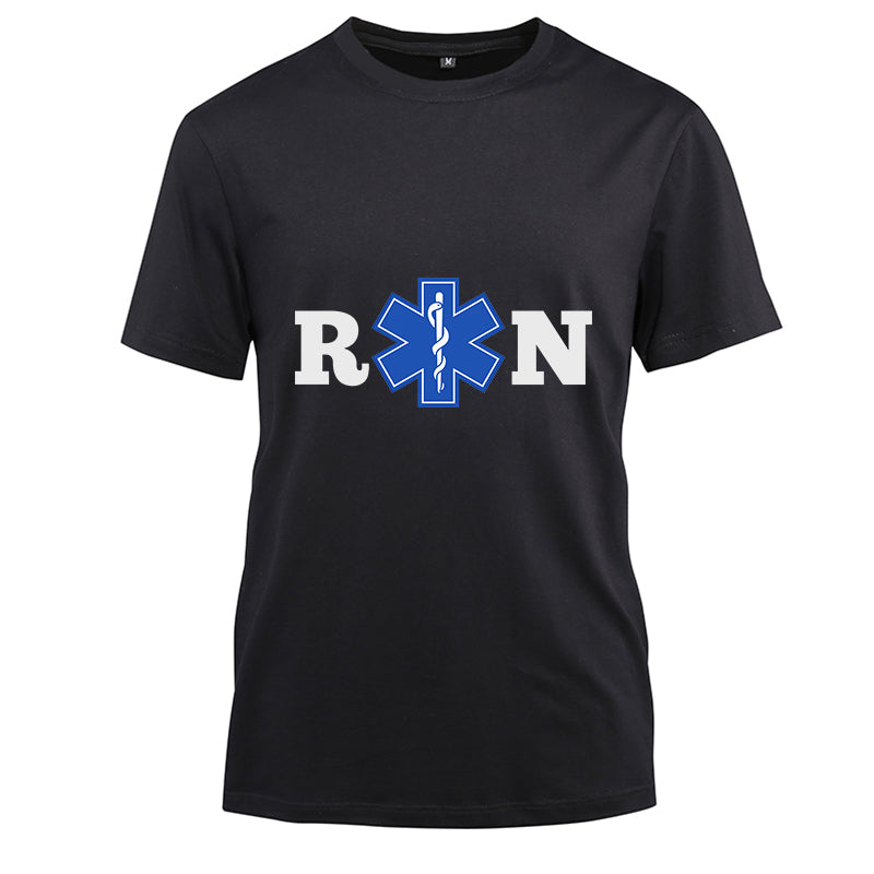 RN Nurse sign Cotton Black Short Sleeve T-Shirt