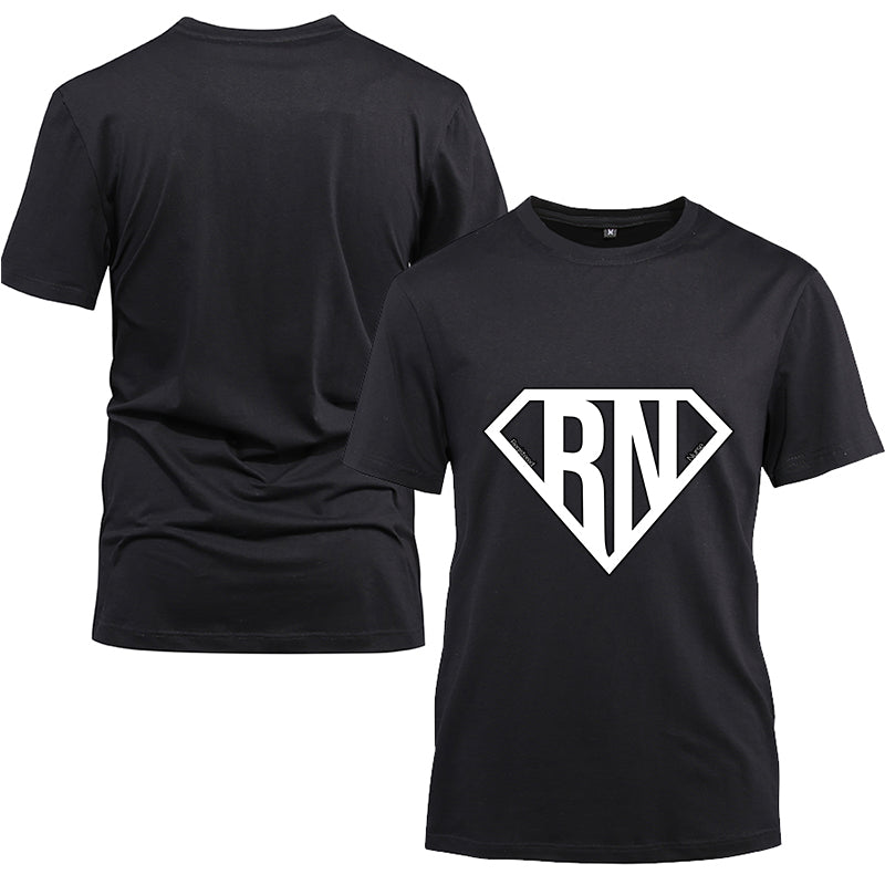 Super RN Nurse Cotton Black Short Sleeve T-Shirt