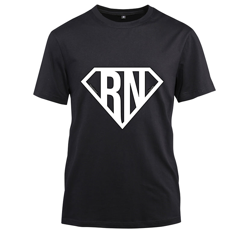 Super RN Nurse Cotton Black Short Sleeve T-Shirt