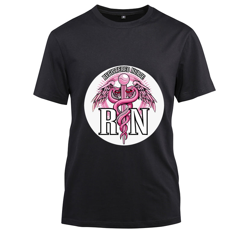RN Nurse circle Cotton Black Short Sleeve T-Shirt
