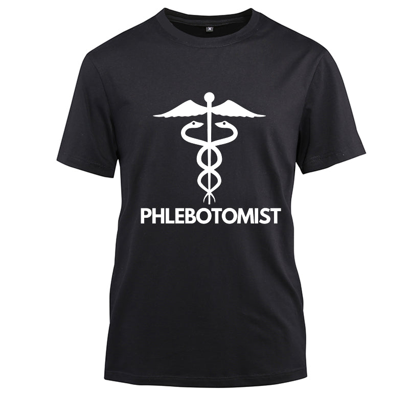 Phlebotomist Cotton Black Short Sleeve T-Shirt