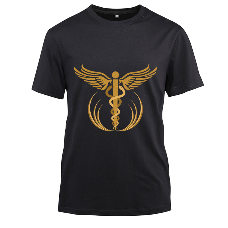 gold nurse Cotton Black Short Sleeve T-Shirt