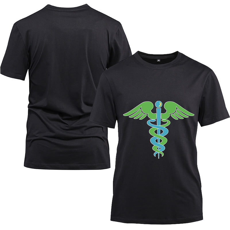 green blue nurse Cotton Black Short Sleeve T-Shirt