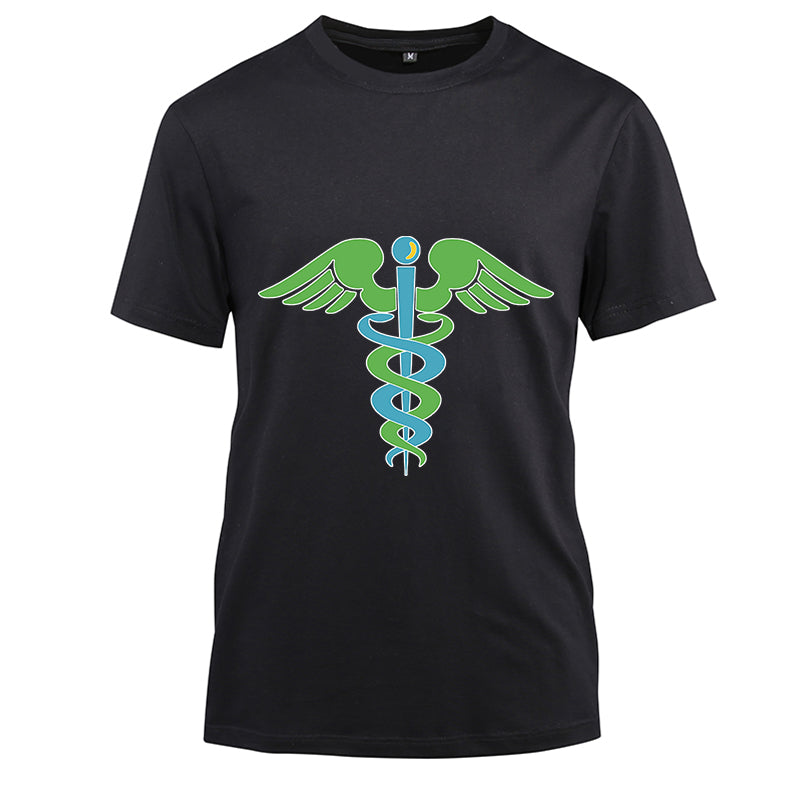 green blue nurse Cotton Black Short Sleeve T-Shirt
