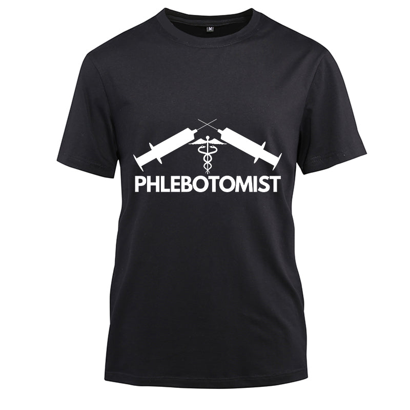 Phlebotomist sign Cotton Black Short Sleeve T-Shirt