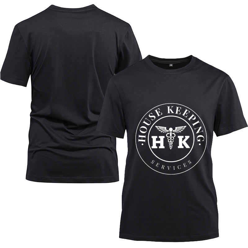 House keeping services Cotton Black Short Sleeve T-Shirt