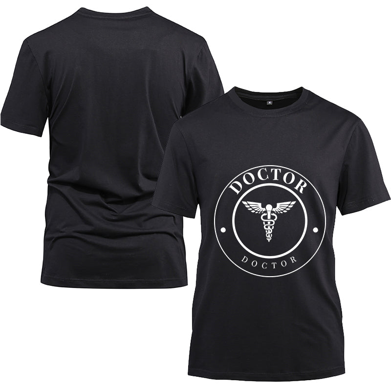 Doctor Cotton Black Short Sleeve T-Shirt