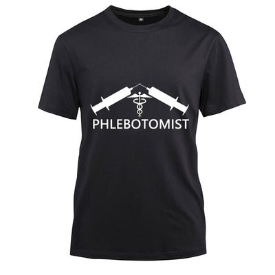 Phlebotomist white Cotton Black Short Sleeve T-Shirt