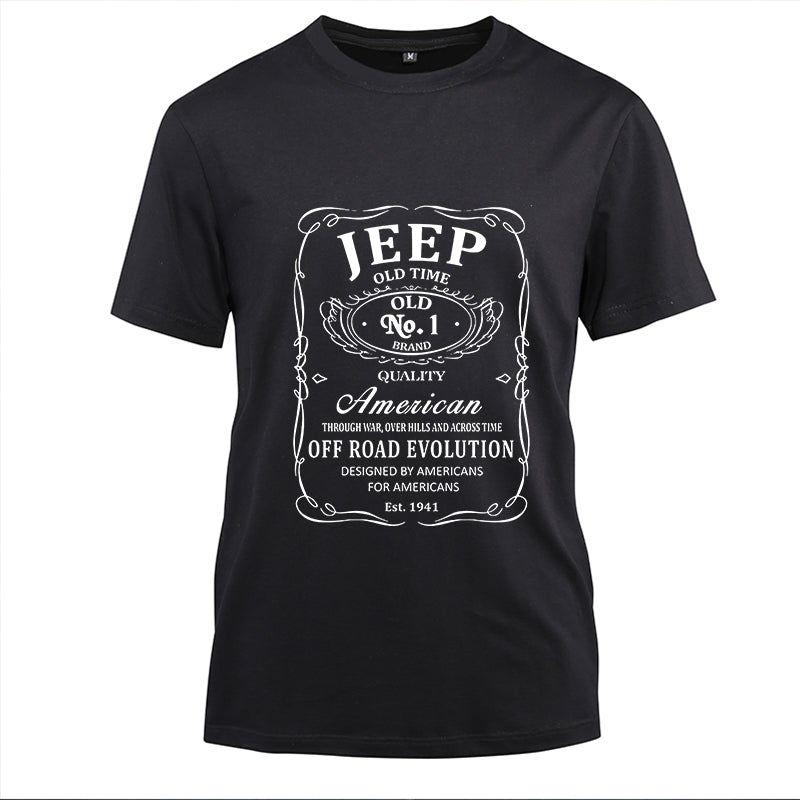 Jeep Old Time Cotton Black Short Sleeve T-Shirt