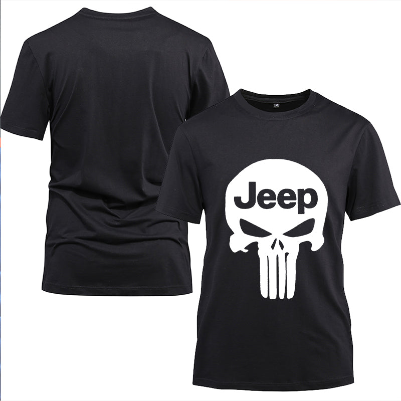 Jeep Skull Cotton Black Short Sleeve T-Shirt