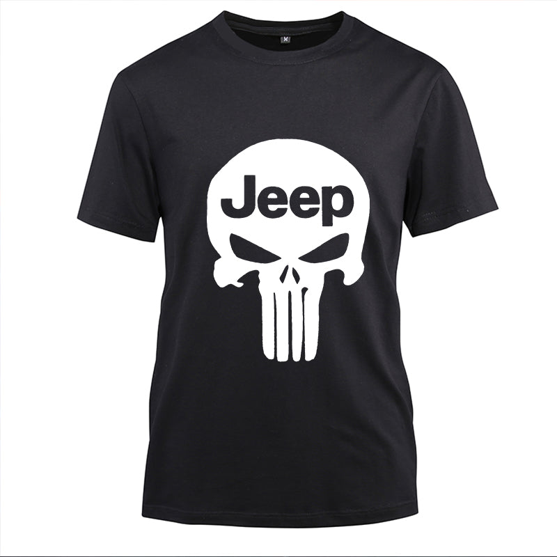 Jeep Skull Cotton Black Short Sleeve T-Shirt
