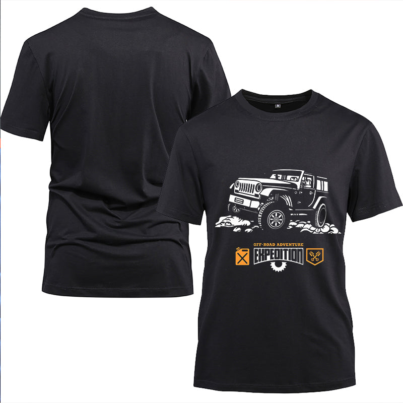 Off Road Adventure Expedition Cotton Black Short Sleeve T-Shirt