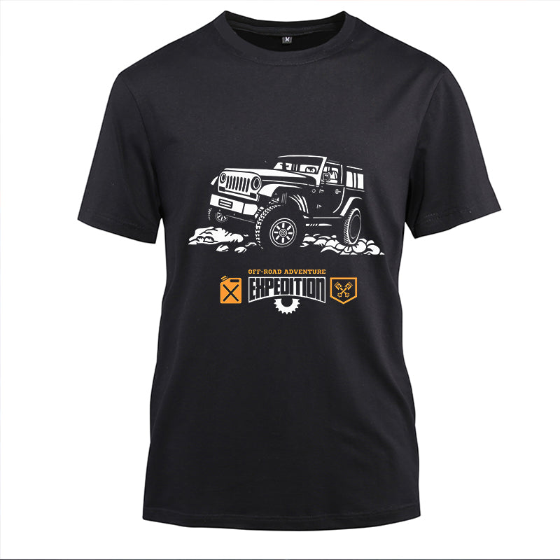 Off Road Adventure Expedition Cotton Black Short Sleeve T-Shirt