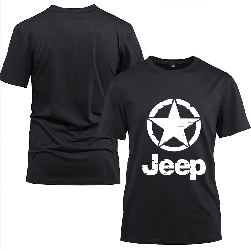 Star Jeep Cotton Black Short Sleeve T-Shirt