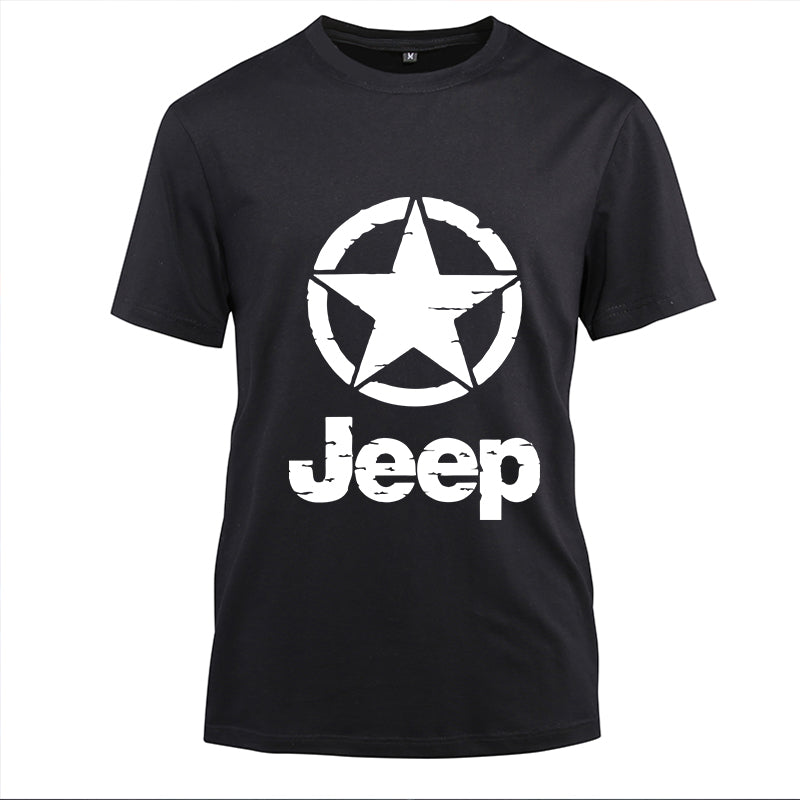 Star Jeep Cotton Black Short Sleeve T-Shirt