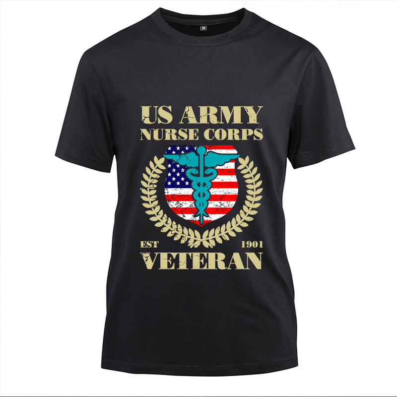 US Army nurse Corps Cotton Black Short Sleeve T-Shirt
