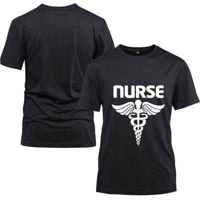 White Nurse Cotton Black Short Sleeve T-Shirt