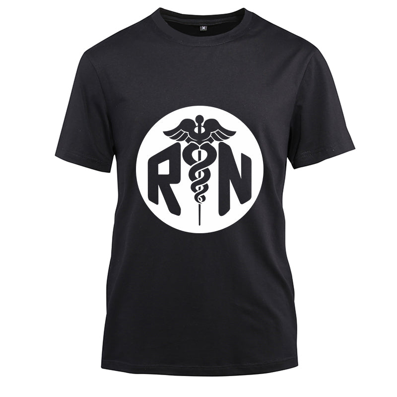 RN Nurse Cotton Black Short Sleeve T-Shirt