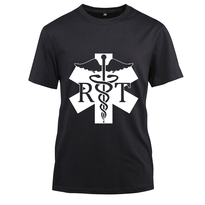 RT Respiratory Therapist Cotton Black Short Sleeve T-Shirt