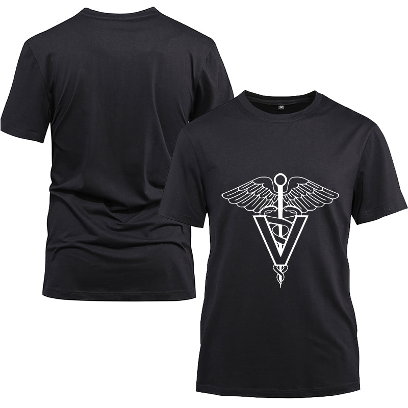 V Nurse Cotton Black Short Sleeve T-Shirt