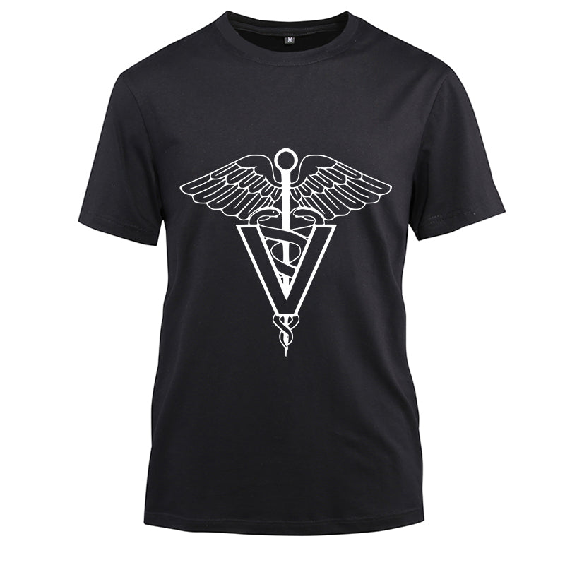 V Nurse Cotton Black Short Sleeve T-Shirt