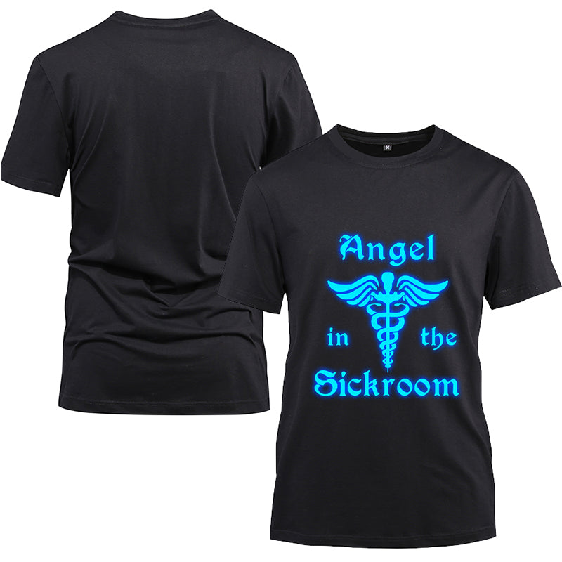Angel in the Sickroom Cotton Black Short Sleeve T-Shirt