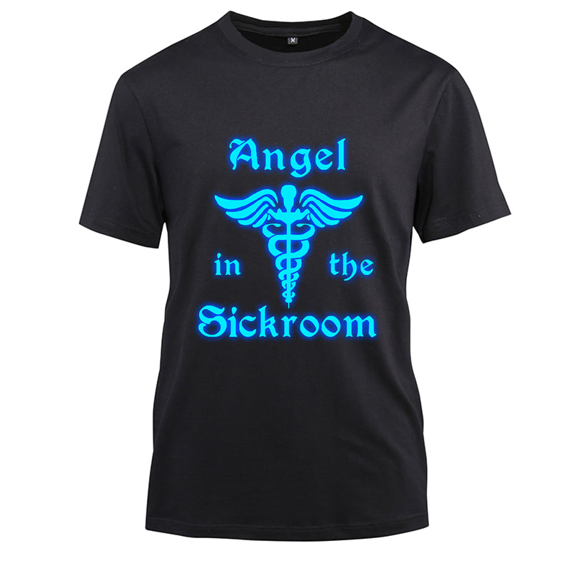 Angel in the Sickroom Cotton Black Short Sleeve T-Shirt