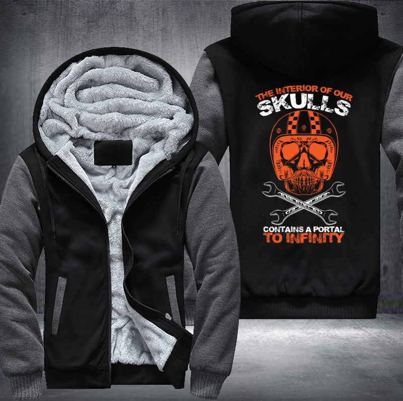 The interior of our Skulls Fleece Hoodies Jacket