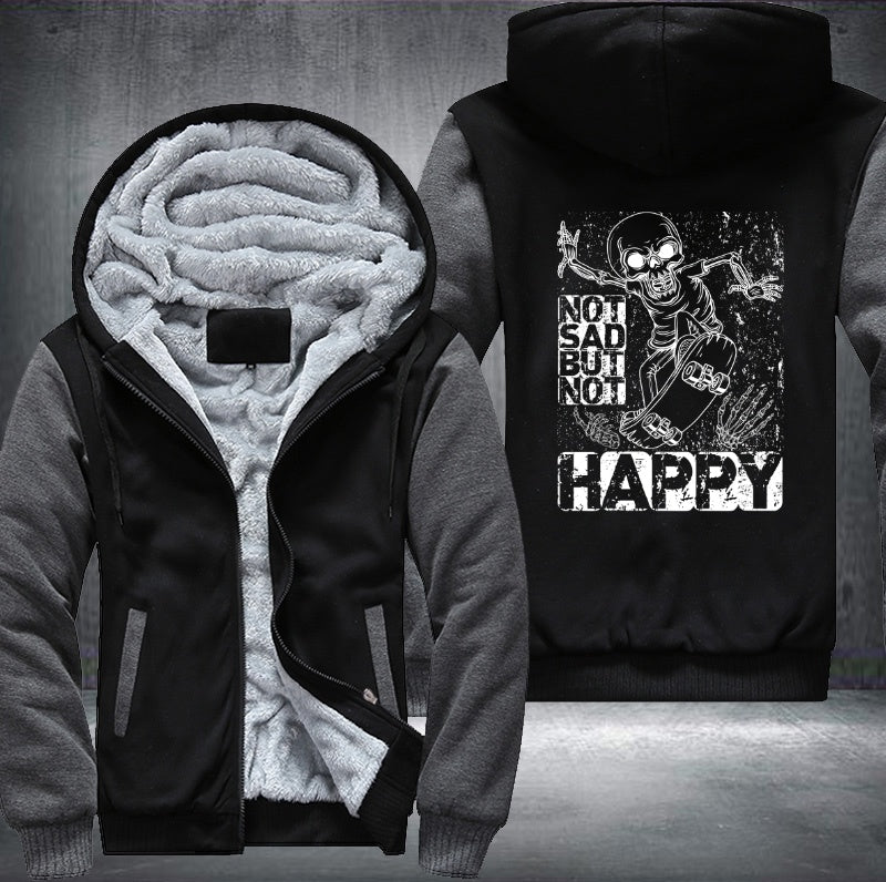 Not sad but not happy skull Fleece Hoodies Jacket