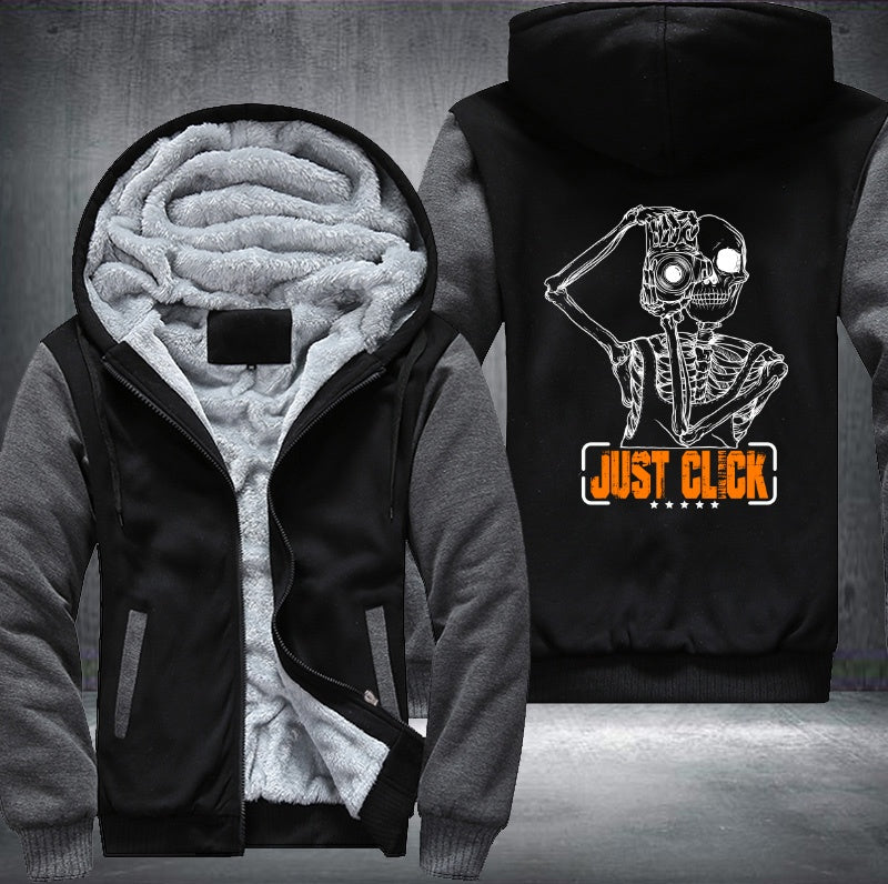 Skull just click Fleece Hoodies Jacket