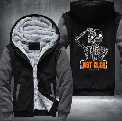 Skull just click Fleece Hoodies Jacket