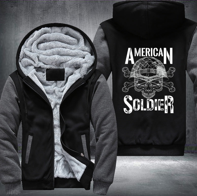 Skull American soldier Fleece Hoodies Jacket