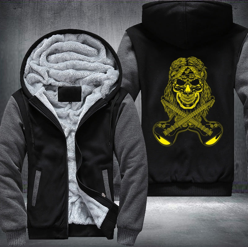 Yellow Skull guitar rock Fleece Hoodies Jacket