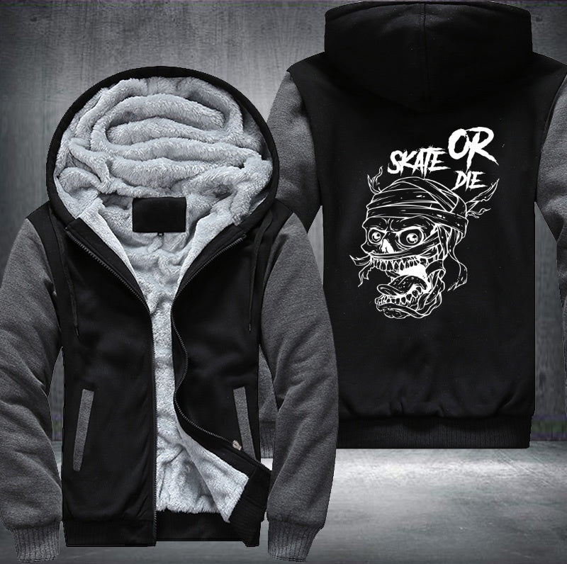 Skull skate or die Fleece Hoodies Jacket