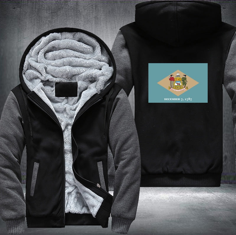 Flag of Delaware Fleece Hoodies Jacket