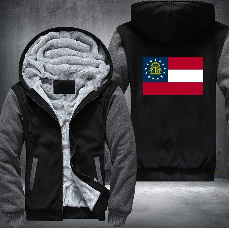 Flag of Georgia_(U.S._state) Fleece Hoodies Jacket