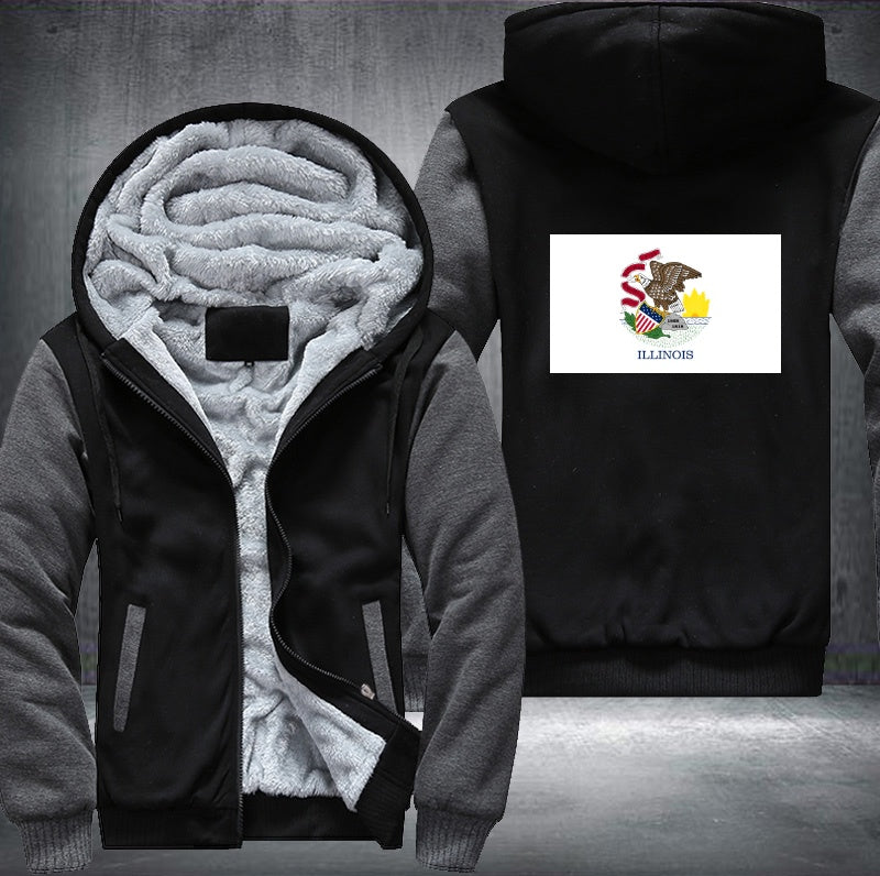 Flag of Illinois Fleece Hoodies Jacket
