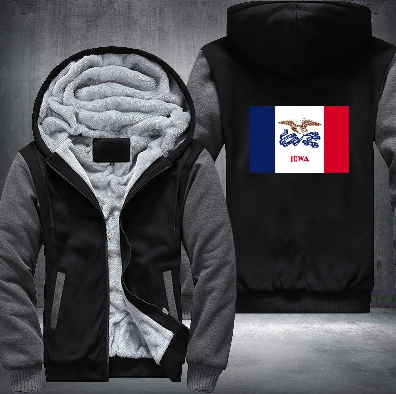 Flag of Iowa Fleece Hoodies Jacket