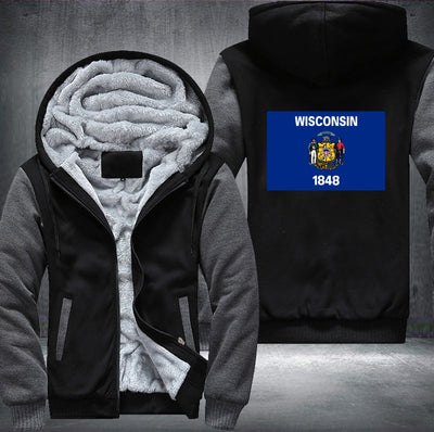 Flag of Wisconsin Fleece Hoodies Jacket