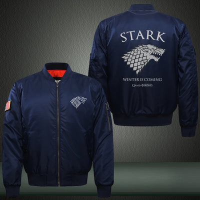 Stark Winter Is Coming Print Thicken Long Sleeve Bomber Jacket