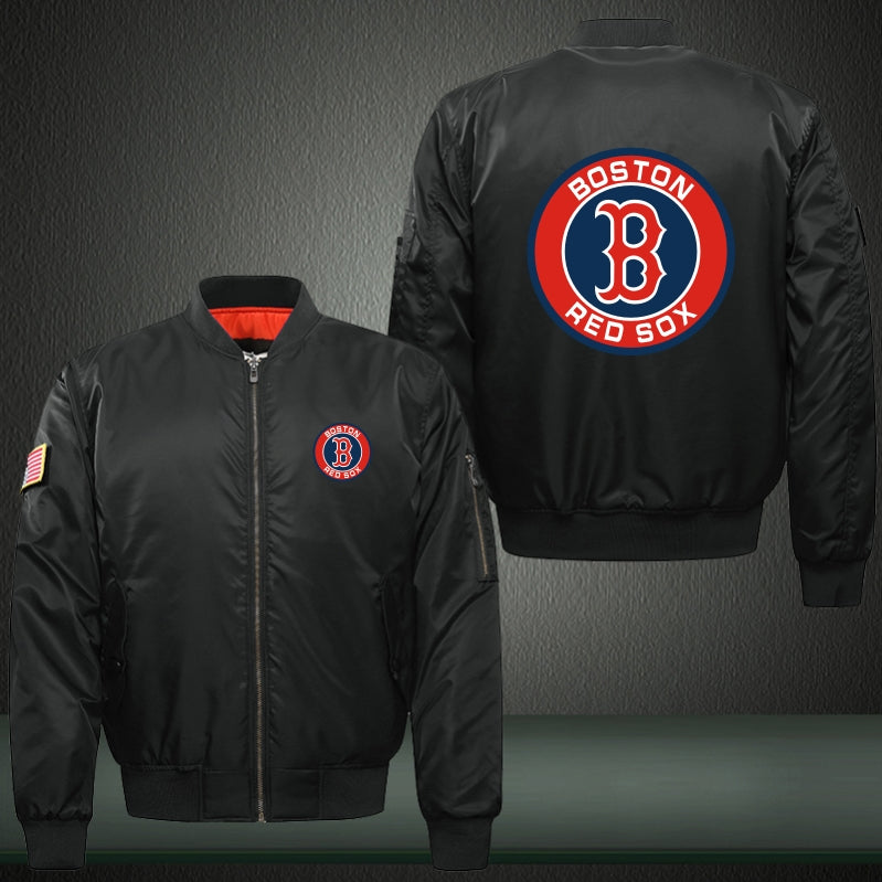 Red Sox Boston Print Thicken Long Sleeve Bomber Jacket