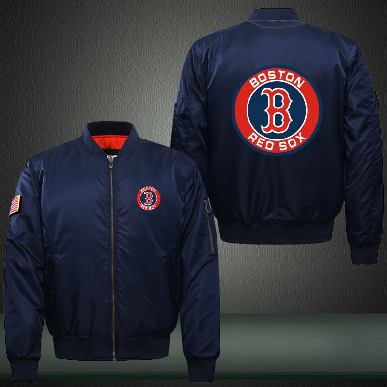 Red Sox Boston Print Thicken Long Sleeve Bomber Jacket