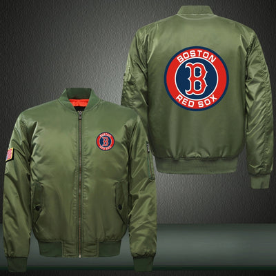 Red Sox Boston Print Thicken Long Sleeve Bomber Jacket