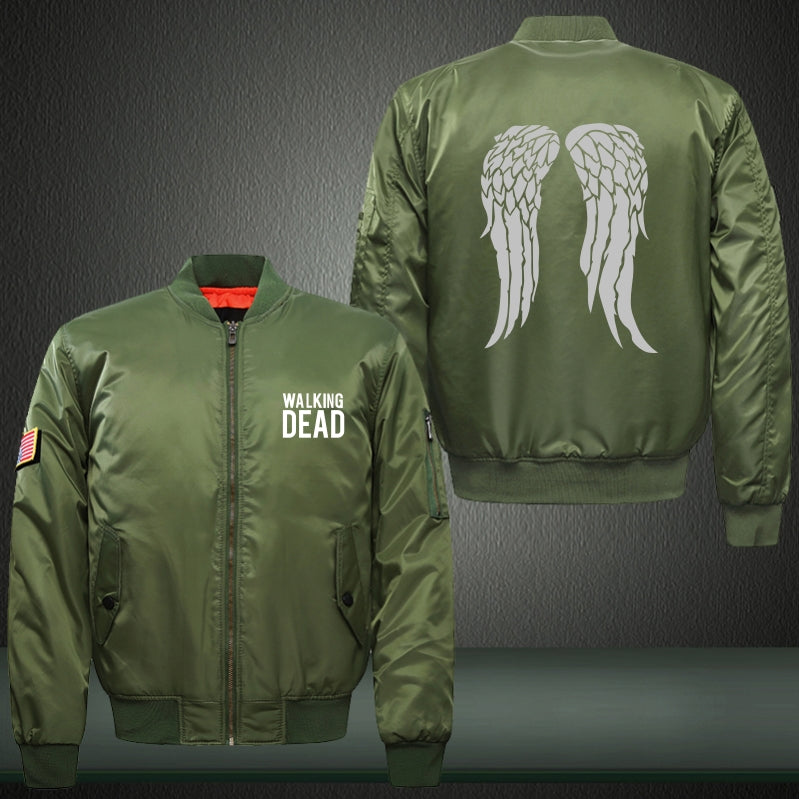 Walking Wing Dead Print Thicken Long Sleeve Bomber Jacket