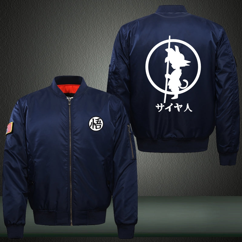 Saiyan Jin Print Thicken Long Sleeve Bomber Jacket